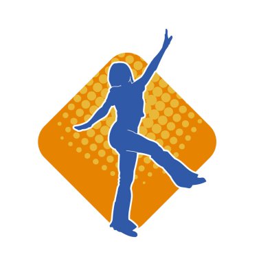 Hareketli bir kadın dansçının silueti. Dans eden zayıf bir kadının silueti..