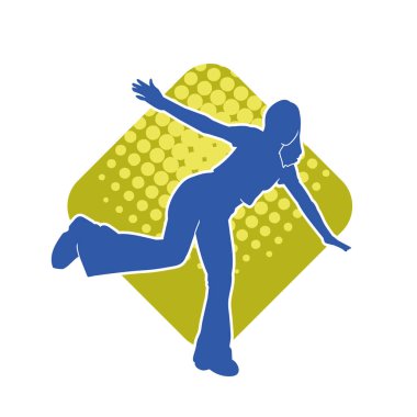 Hareketli bir kadın dansçının silueti. Dans eden zayıf bir kadının silueti..