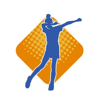 Hareketli bir kadın dansçının silueti. Dans eden zayıf bir kadının silueti..