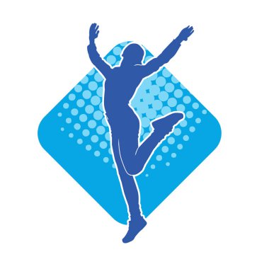 Hareketli bir kadın dansçının silueti. Dans eden zayıf bir kadının silueti..