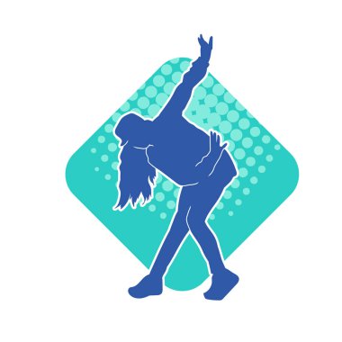 Hareketli bir kadın dansçının silueti. Dans eden zayıf bir kadının silueti..