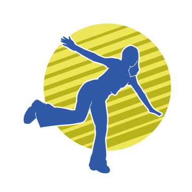 Hareketli bir kadın dansçının silueti. Dans eden zayıf bir kadının silueti..