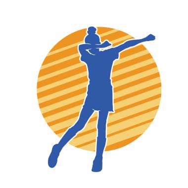 Hareketli bir kadın dansçının silueti. Dans eden zayıf bir kadının silueti..