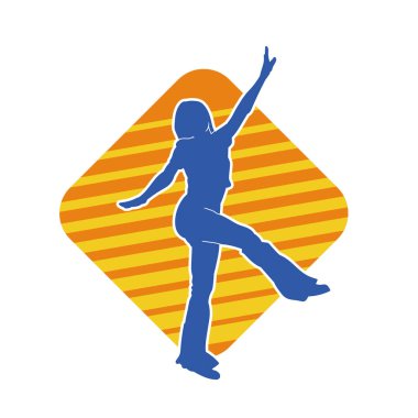 Hareketli bir kadın dansçının silueti. Dans eden zayıf bir kadının silueti..