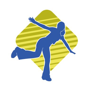 Hareketli bir kadın dansçının silueti. Dans eden zayıf bir kadının silueti..