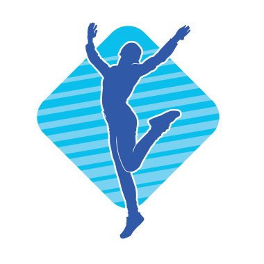 Hareketli bir kadın dansçının silueti. Dans eden zayıf bir kadının silueti..