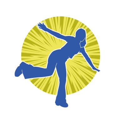 Hareketli bir kadın dansçının silueti. Dans eden zayıf bir kadının silueti..