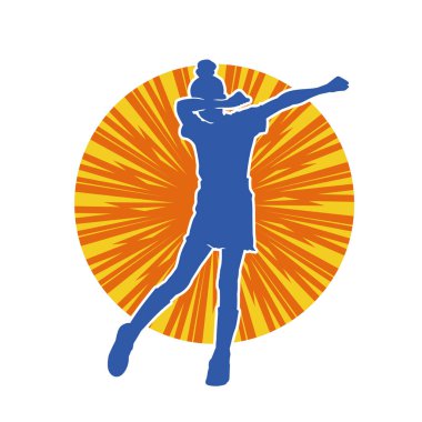 Hareketli bir kadın dansçının silueti. Dans eden zayıf bir kadının silueti..