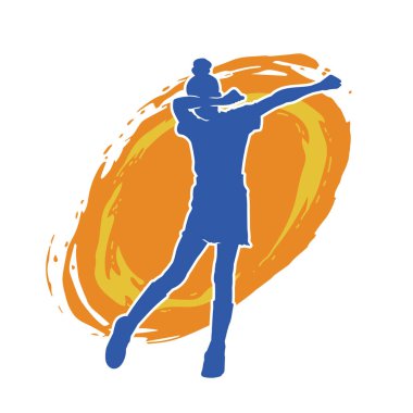 Hareketli bir kadın dansçının silueti. Dans eden zayıf bir kadının silueti..