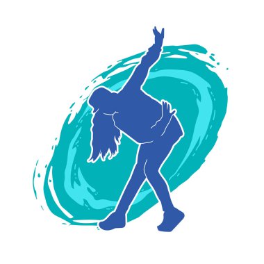 Hareketli bir kadın dansçının silueti. Dans eden zayıf bir kadının silueti..