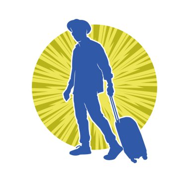 Seyahat valizi taşıyan bir erkek yolcunun silueti.