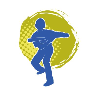 Hareketli bir erkek beyzbol oyuncusunun silueti. Vurucu olarak beyzbol oynayan bir adamın silueti..