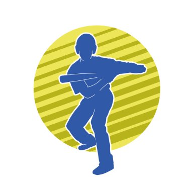 Hareketli bir erkek beyzbol oyuncusunun silueti. Vurucu olarak beyzbol oynayan bir adamın silueti..