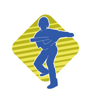 Hareketli bir erkek beyzbol oyuncusunun silueti. Vurucu olarak beyzbol oynayan bir adamın silueti..