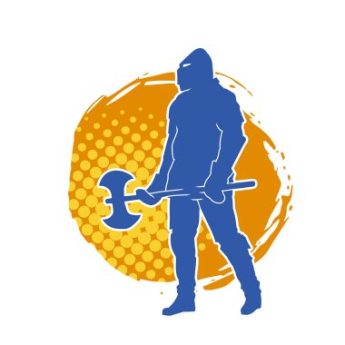 Savaş zırhlı, baltalı bir erkek savaşçının silueti.