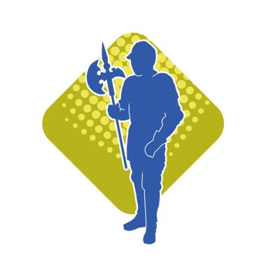 Savaş zırhlı, baltalı bir erkek savaşçının silueti.