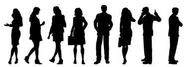 Çeşitli pozlarda iş adamlarından oluşan siluet grubu