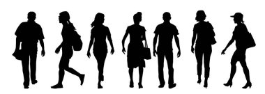 Sıradan şehir insanlarından oluşan bir siluet grubu.