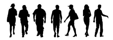 Sıradan şehir insanlarından oluşan bir siluet grubu.