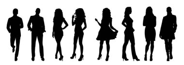 Çeşitli pozlarda iş adamlarından oluşan siluet grubu