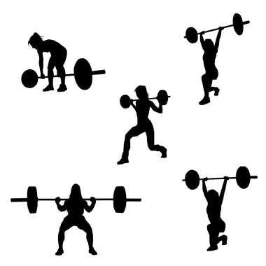 Siluet grubu ağırlık kaldırma egzersizi yapıyor.