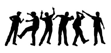 Siluet grubu, disko dansı yapan kadın ve erkek. 