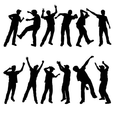 Çeşitli anlamlı pozlarda sıradan bir erkek silueti.