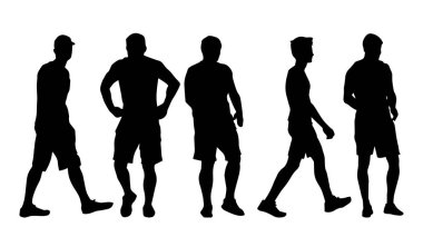Yürüyüş pozunda kısa pantolon giyen sıradan bir erkek silueti..