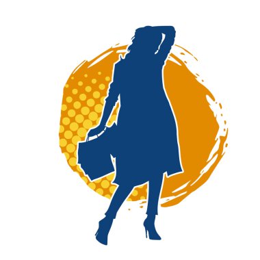 Sıska genç bir kadının silüeti alışveriş torbaları taşıyor.