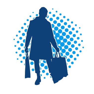 Sıska genç bir kadının silüeti alışveriş torbaları taşıyor..