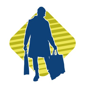 Sıska genç bir kadının silüeti alışveriş torbaları taşıyor..