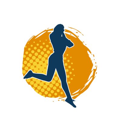 Dişi poziyonunda zayıf bir kadın modelinin silüeti. Çekici duruşu olan genç bir kadının silueti..