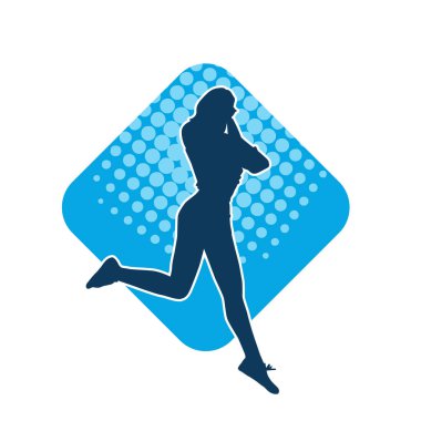 Koşan bir kadının silueti. Dişi bir koşunun silueti.