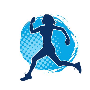 Koşan bir kadının silueti. Dişi bir koşunun silueti.