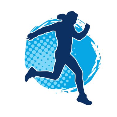 Koşu pozisyonundaki bir adamın silüeti. Siluet erkek koşusu pozu.