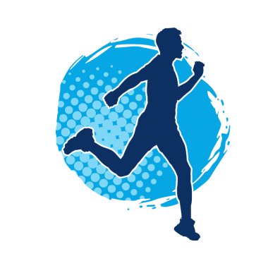 Koşu pozisyonundaki bir adamın silüeti. Siluet erkek koşusu pozu.