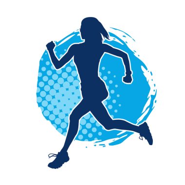 Koşan bir kadının silueti. Dişi bir koşunun silueti.