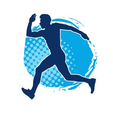 Koşu pozisyonundaki bir adamın silüeti. Siluet erkek koşusu pozu.