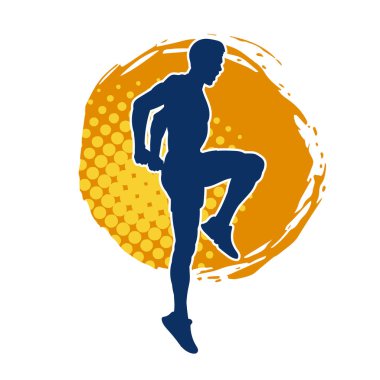 Spor yapan, fiziksel egzersiz yapan ya da pilates yapan bir adamın silüeti.