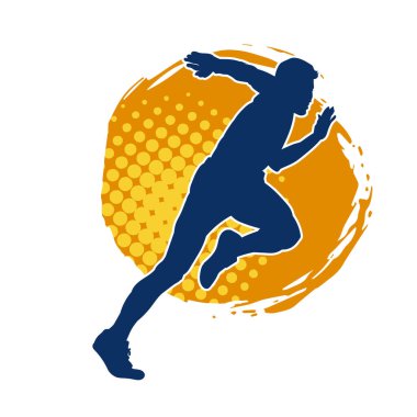 Koşu pozisyonundaki bir adamın silüeti. Siluet erkek koşusu pozu.