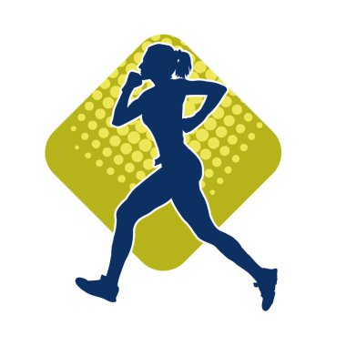 Koşan bir kadının silueti. Dişi bir koşunun silueti.