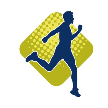 Koşu pozisyonundaki bir adamın silüeti. Siluet erkek koşusu pozu.