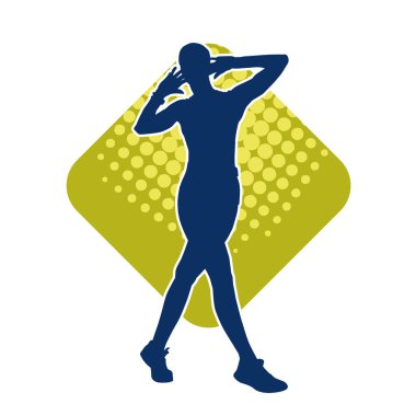 Zayıf kadın silueti pilates yapıyor ya da fiziksel egzersiz yapıyor.