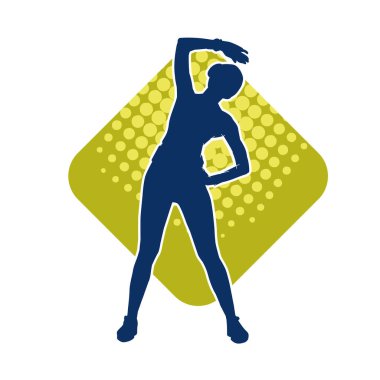 Zayıf kadın silueti pilates yapıyor ya da fiziksel egzersiz yapıyor.