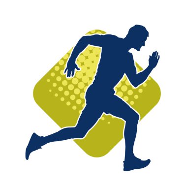 Koşu pozisyonundaki bir adamın silüeti. Siluet erkek koşusu pozu.