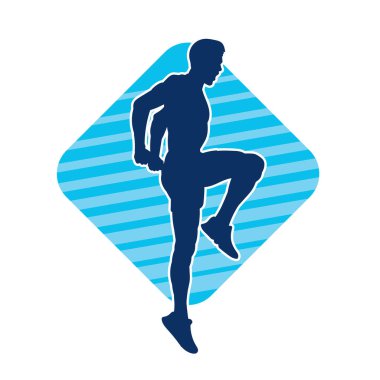 Pilates ya da fiziksel egzersiz yapan kaslı bir erkeğin silueti.