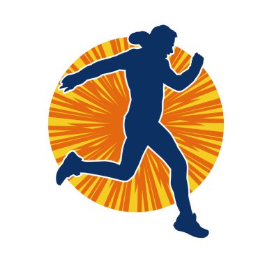 Koşu pozisyonundaki bir adamın silüeti. Siluet erkek koşusu pozu.