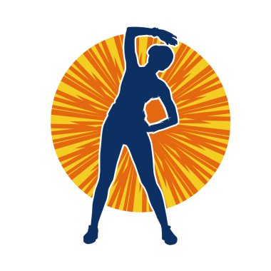 Zayıf kadın silueti pilates yapıyor ya da fiziksel egzersiz yapıyor.