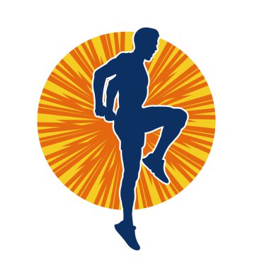 Pilates ya da fiziksel egzersiz yapan kaslı bir erkeğin silueti.