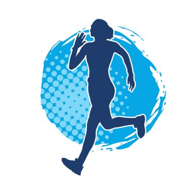 Koşan bir kadının silueti. Dişi bir koşunun silueti.